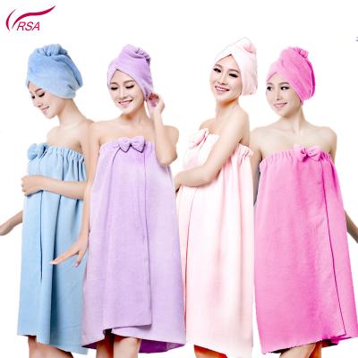 China Plain Factory Direct Sell Ultra Thin Fiber Bath Skirt Beauty Salon Bath Towel Bathrobe For Women for sale