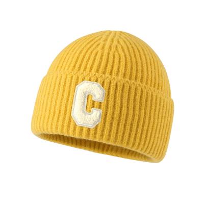 China Factory wholesale COMMON simple letter C knitted hat autumn and winter woolen warm hat curving cold hat for sale