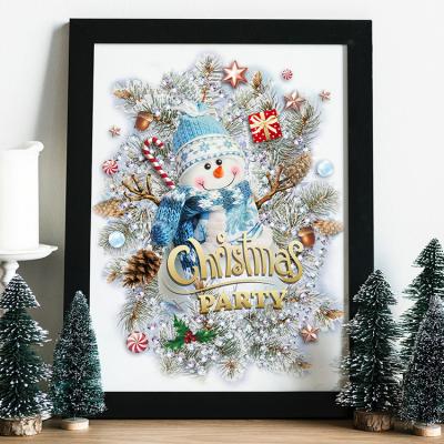 China 2022 Simple Creative Background Wall Stained Glass Window Sticker Christmas Snowman Decoration Wall Sticker for sale