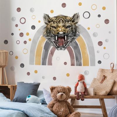 China Tiger Head Circle Window Sticker 2022 New Rainbow Wall Sticker Creative PVC Wall Sticker Multicolor Living Room Bedroom Wall Background for sale