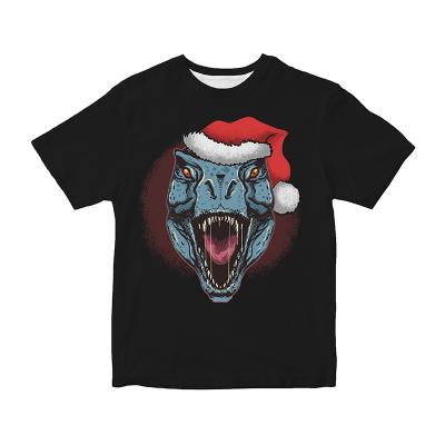 China Fashion New Fashion Kids Christmas Dinosaur Party 3D Print Tee Girls Boy Anti-Shrink Casual T-shirt for sale