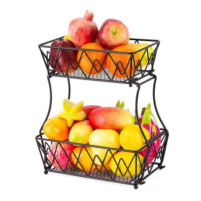 China Viable Free Standing Fruit Basket Bowl Rack For Kitchen Vegetable Storage Detachable Fruit Rack for sale