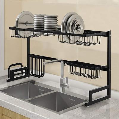 China Large Stainless Steel Workable Adjustable Dish Rack Over Sink Dish Drainer Shelf For Kitchen Sink Counter Storage Organizer for sale