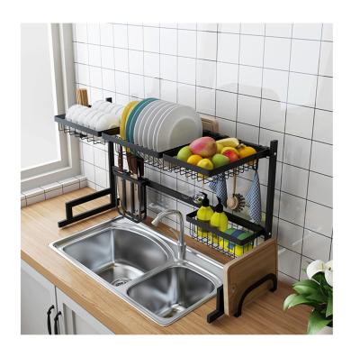 China Sustainable Hardware Metal Kitchen Organizer Storage Rack Iron 2 Tier Over Sink Dish Drying Rack for sale