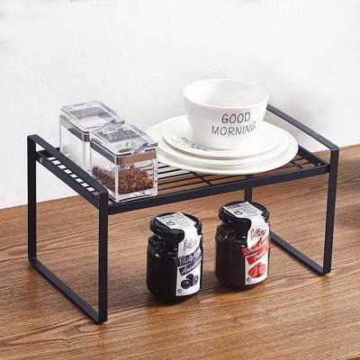 China Sustainable Multifunctional Double Layers Kitchen Spice Bowl Cup Storage Shelf Cookware Sets Storage Racks for sale