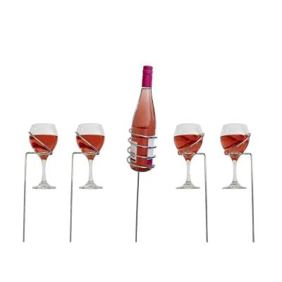 China Picnic Stix Wine Bottle Stakes Outdoor Viable and Wine Glass Wine Glass and Wine Racks for sale