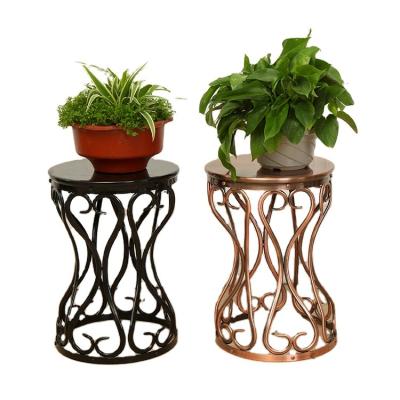 China Europe Indoor Outdoor Garden Wrought Iron Flower Pot And Plant Racks Stand Bronze For Balcony for sale