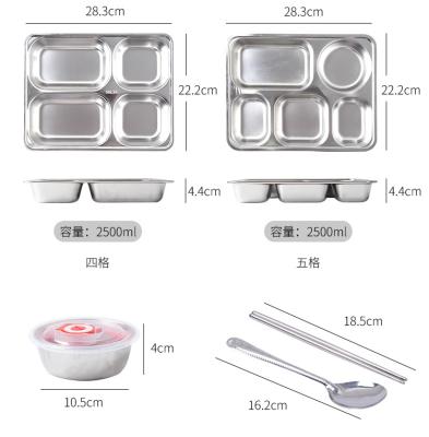 China Tiffin 304 Stainless Steel 4/5 Compartment Leak Proof Eco Friendly Bento Lunch Box for sale