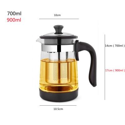 China Filter Tea Maker Kettle Low Price 700/900Ml Stainless Steel Ecru Customizable Glass Teapot Wholesale for sale