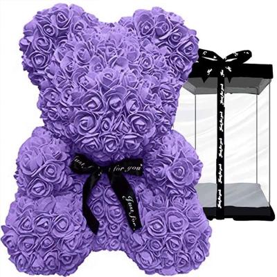 China Wholesale Artificial Foam Bear Rose Flower Teddy Rose Bear From Celebration Plant 40cm With Gift Box for sale