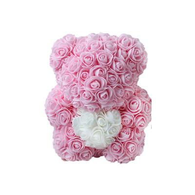 China Wholesale 25cm Celebration Foam Roses Artificial Gift Box Rose Foam Flower Rose Bear With Heart for sale