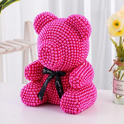 China Celebration Supplier Gold Valentines Rose Flower Teddy Bear Foam Bear 35cm Diamond Rose Bear With Gift Box for sale