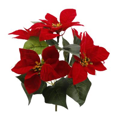 China Wholesale Artificial Silk Flowers Celebration Poinsettia Christmas Flowers for sale