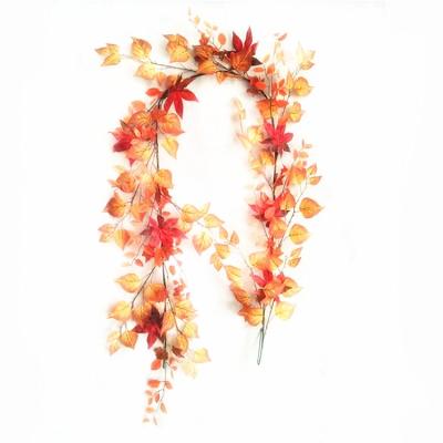 China Wholesale Artificial Celebration Fall Maple Leaf Garland Plants Rattan Vine Artificial Plants for sale