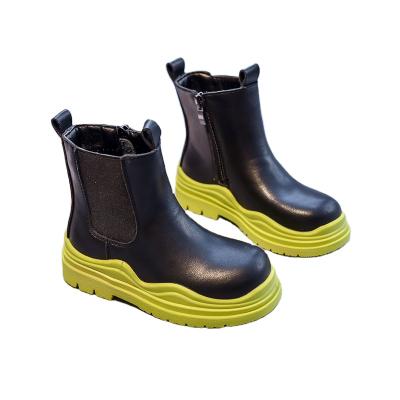 China 2021 Anti-odor Chelsea Boots Platform Girls Kids Green Leather Kids Tall Boots Shoes Luxury Kids Boots for sale