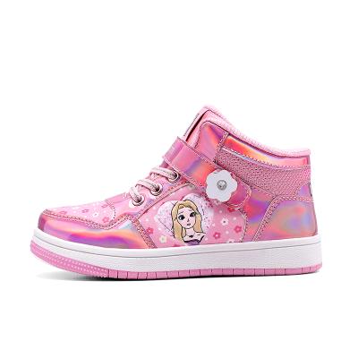 China Flat Fancy Sports Bling Sparkle Jogger Sneakers 2021 Rose Gold Long Big Girls Flower School Shoes For Girls for sale