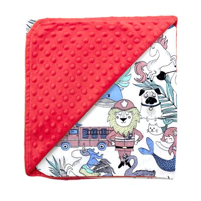 China Anti-pilling Wholesale Cute Red Handmade Floral Cotton Minky Baby Blankets for sale