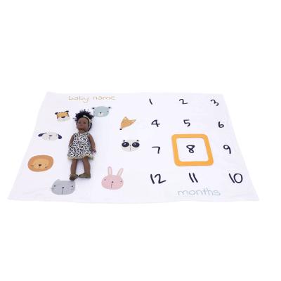 China 10Pcs Moq Baby Growth Chart Digital Spray Durable Anti-static Print Machine Washable Sublimation Milestone Blanket For Kids for sale