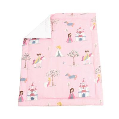 China 100% Cotton Princess Design Soft Lightweight Anti-Static Baby Blankets Double Sided Thick Use Minky Comforter For Boys Girls for sale