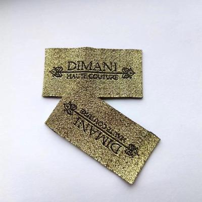 China Sustainable Professional Manufacturers Produce Custom End Folding Gold Yarn Woven Apparel Woven Labels for sale