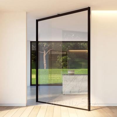 China Magnetic Custom Aluminum Modern Front Door Pivot Modern Glass Screen Door Exterior for sale