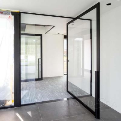 China Magnetic Custom Aluminum Modern Pivot Doors Entrance Modern Exterior Glass Screen Doors for sale