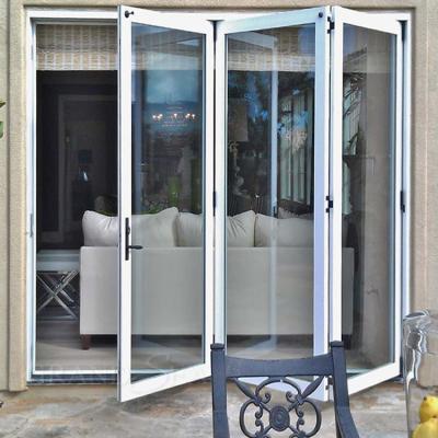 China Modern Residential Use Customized Double Tempered Glass Patio Aluminum Folding Folding Doors for sale