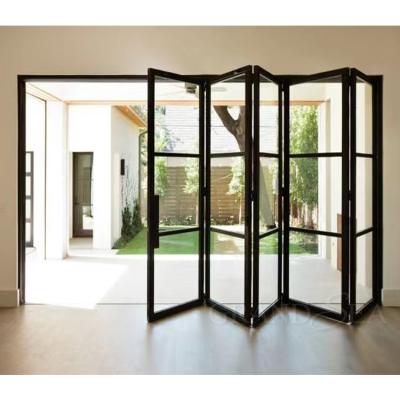 China Waterproof Aluminum Frame Window and Doors Narrow Edge Accordion Door Design Showroom Sliding Folding Doors for sale