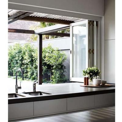 China Folding Screen Residential Use Aluminum Glass Bi-Folding Window For Kitchen for sale