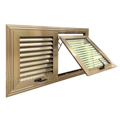 China Magnetic Screen Custom Size Aluminum Alloy Louvered Ventilated Bathroom Glass Windows for sale