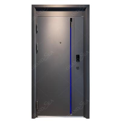 China Single Main Door Project Panel Modern Simple Design Steel Flux Outside Door Metal Homes Exiterior Door for sale