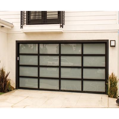 China Easily Assembled\China High Quality Cheap Auto Electric Tempered Clear Glass Sectional Garage Door From China With Motor for sale