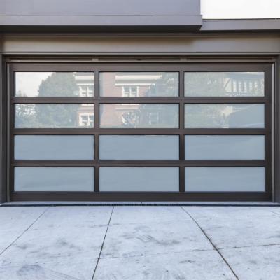 China Easily Assembled\High Quality European Clear 7x8 Double Acrylic Insulated Glass Sectional Panel Automatic Garage Door For Home for sale