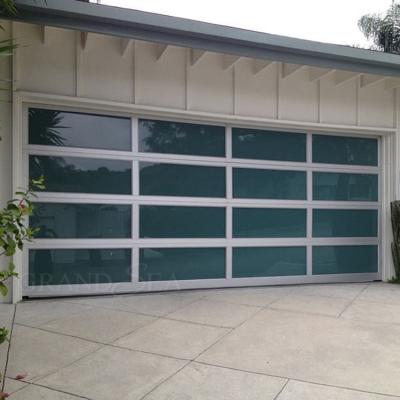 China Easily Assembled\Modern Luxury Custom Aluminum Insulated Garage Door Glass Manufacturer Latest Design High Quality 12x7 Brown for sale