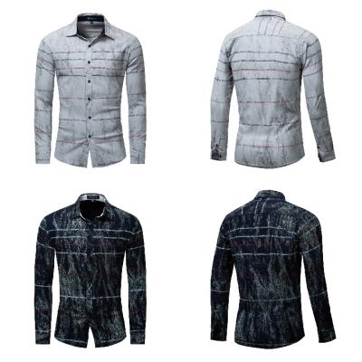 China Customized Design Soft Men's Breathable Cotton Fully Fitted Casual Printed Shirt Men Formal Long Sleeve Tops for sale