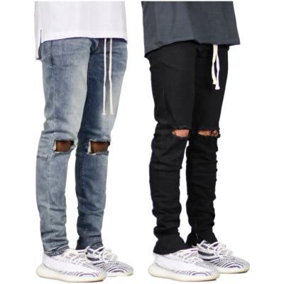 China Wholesale High Quality Breathable Casual Jeans Mens Fashionable Light Blue Ripped Slim Fit Pants for sale