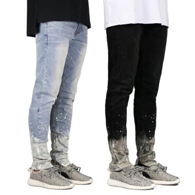 China Latest Breathable Men's White Gradient Plus Size Jeans Pants Mens Street Wear Blue Casual Stretch Denim Slim Fit Breeches Retro for sale