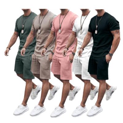 China 2021 Summer Amazon Men's Set Breathable Short Sleeve T-Shirts And Men's Casual Sports Set Two-Piece Shorts for sale