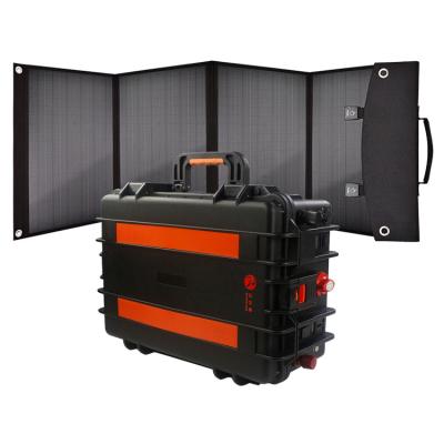 China Home lithium solar generator 220V 300000mah 3kw portable solar system with 200W folding solar panel for sale