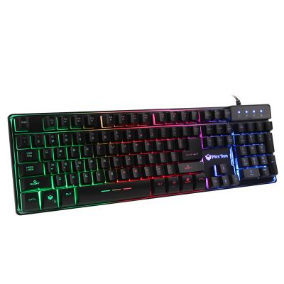 China MEETION Hot Sales RGB Rainbow Backlit Membrane Gaming Keyboard with Metal Base for sale