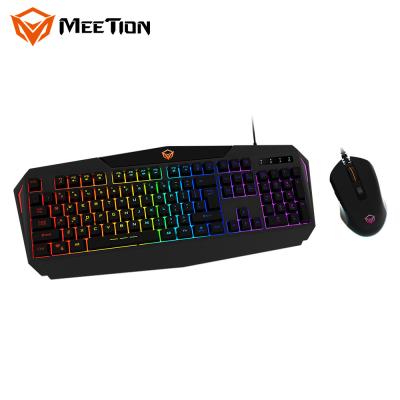 China MeeTion virtual feel ergonomic wired USB PC gaming keyboard and mouse gaming combo for sale