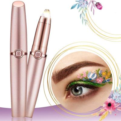 China Mini Painless Amazon Hot Selling Portable Electric Shaver Element Light 18K Gold Plated Eyebrow Remover Trimmer Pen For Lady for sale