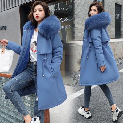 China 2021 High Quality Drop Shipping Winter Women's Parka Coat Viable With Fur Hooded Collar Thickened Snow Warm Women's Jacket Winter Coat for sale