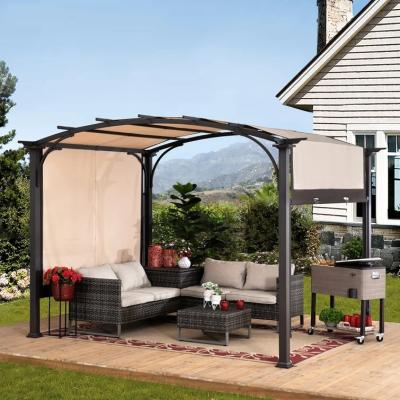 China Easily Assembled Patio Steel Frame Sun Shelter Gazebo Canopy Garden 3*3M Retractable Canopy Shades Outdoor Pergola for sale