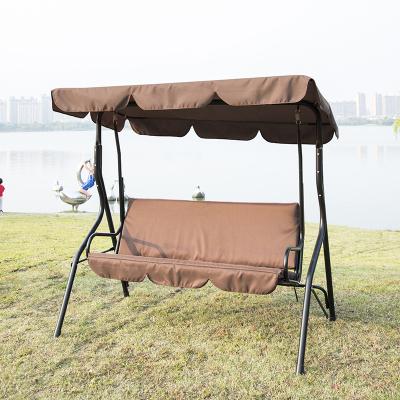 China Super Comfortable Outdoor Hanging Swing Chair With Canopy Sand White For 3 Person for sale