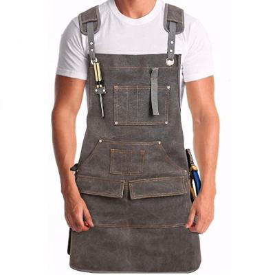 China European Wholesale Custom Goods Washed Canvas Chef Long Bib Apron With Adjustable Strap for sale