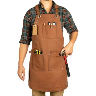 China European Custom Cooking Apron Hairdresser Apron Cooking Coffee Shop Canvas Working Apron With Pocket for sale