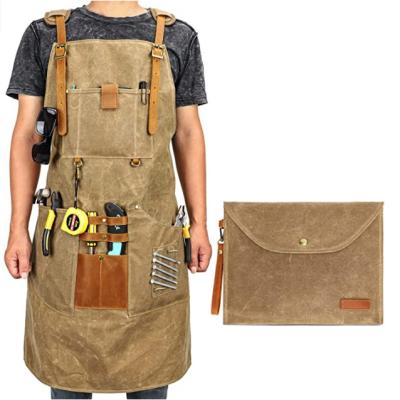 China Useful Adjustable Straps Canvas Chef Apron Men Women Ladies Cross Back Aprons for sale