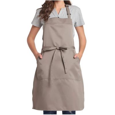 China Simple Black Women Men Gray Plain Design Linen Polyester Protective Kitchen Cleaner Cooking Apron With Logo Printing Customized for sale