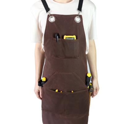 China Apron Cleaning Waterproof Chef Apron Cooking 100% Cotton Apron Tool Belt Carpenter Apron With Pocket for sale